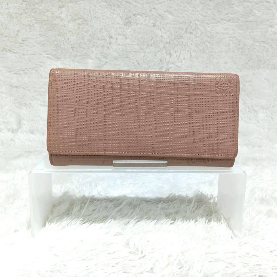 LOEWE コンチネンタルウォレット ピンク 長財布 レザー アナグラム