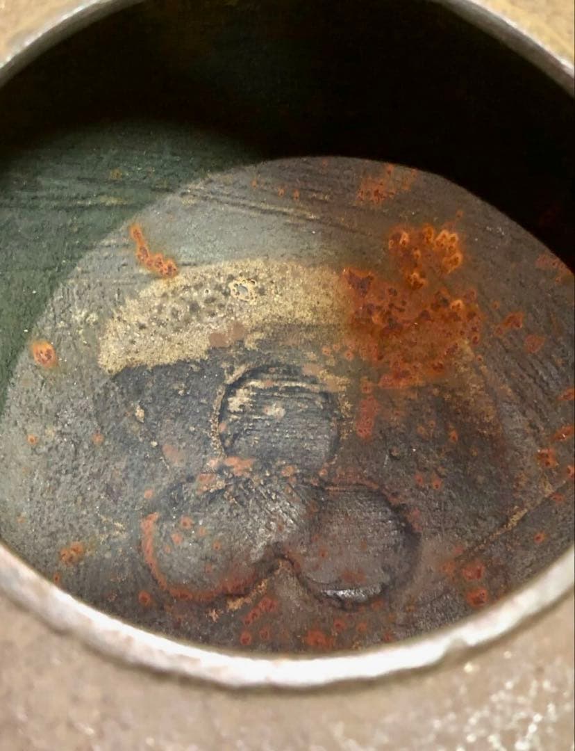 「祖」透木釜 帯霰 龍敏堂造 釜鐶 透木付 元箱 茶道具 (台①)