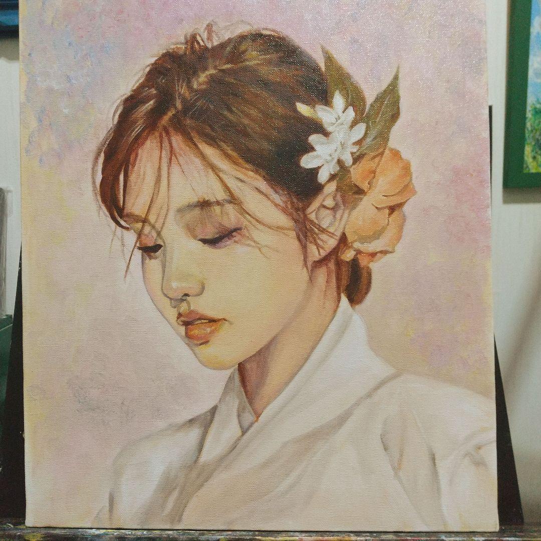 女性の肖像 油彩画 8号 F8 油絵 人物画#5