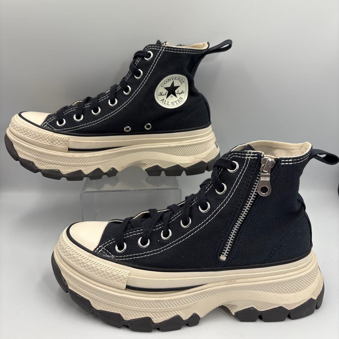 極美品 コンバース オールスター トレックウェーブ ジップ　厚底 ブラック