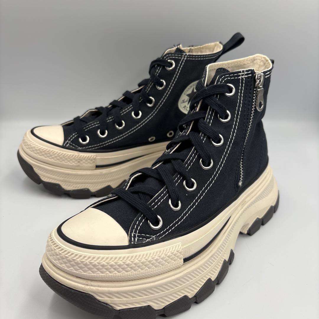 極美品 コンバース オールスター トレックウェーブ ジップ　厚底 ブラック