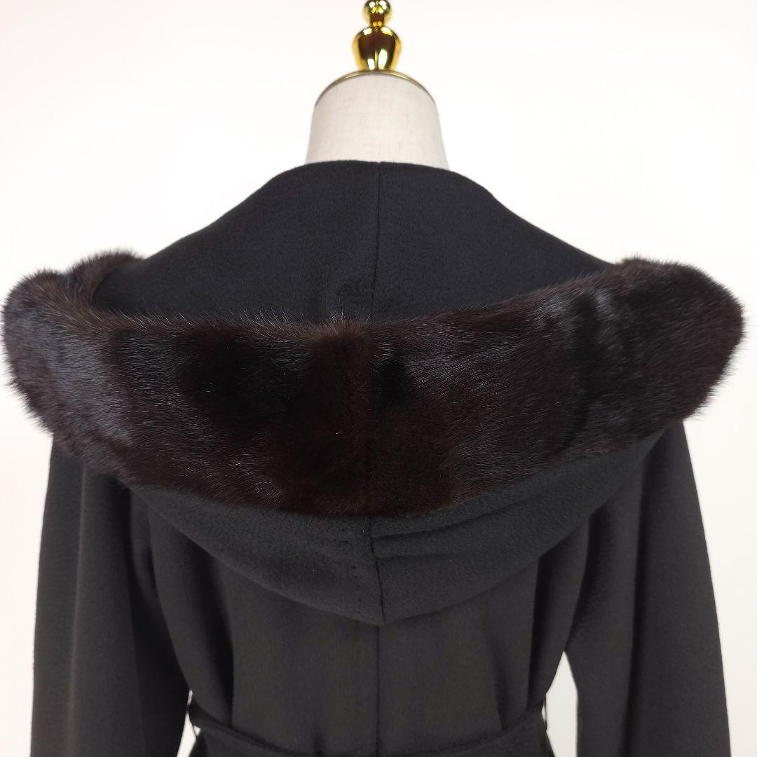 【新品同様】マックスマーラ ピュアカシミヤ ミンクファー フード コート 36