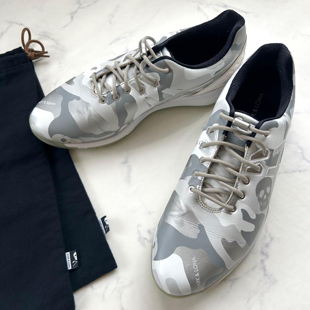 スーパーBマークアンドロナ アシックス ゴルフシューズ シルバー 靴