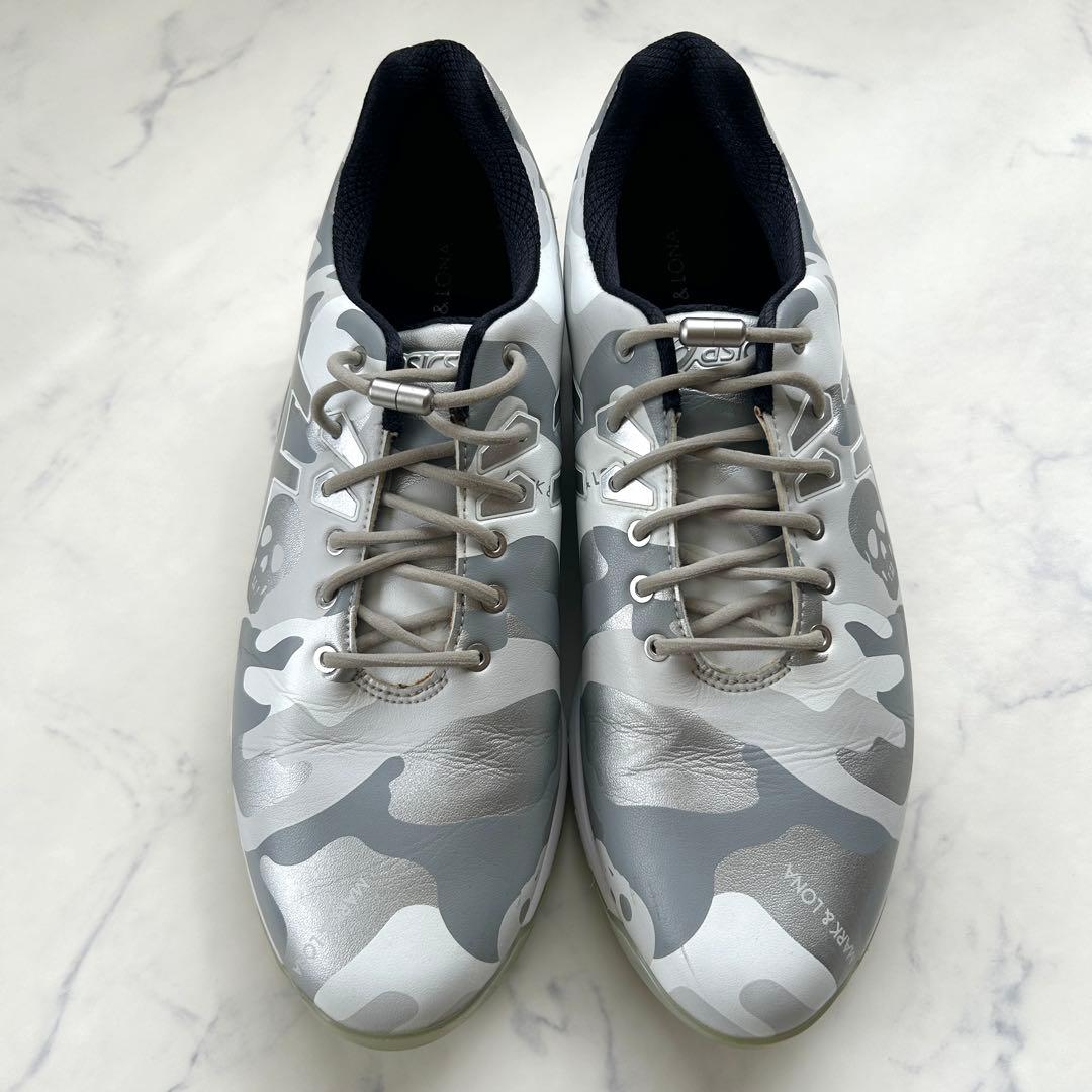 スーパーBマークアンドロナ アシックス ゴルフシューズ シルバー 靴
