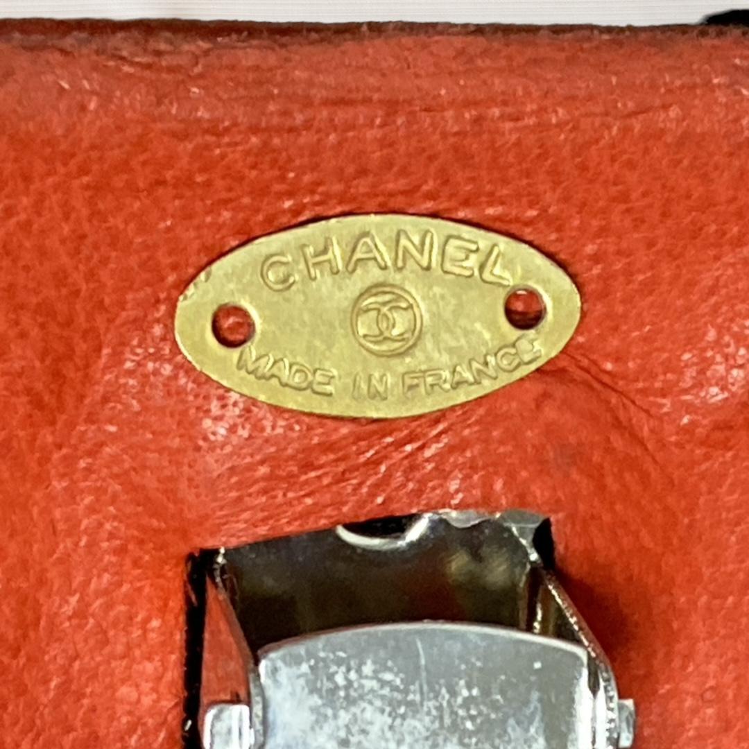 シャネル ココマーク バレッタ ヘアークリップ オレンジ朱色