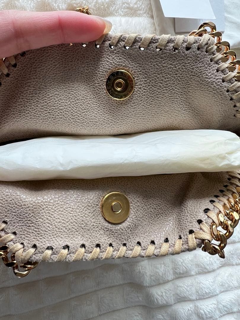 美品★ステラマッカートニー　ファラベラ　タイニー　ベージュ×ゴールド