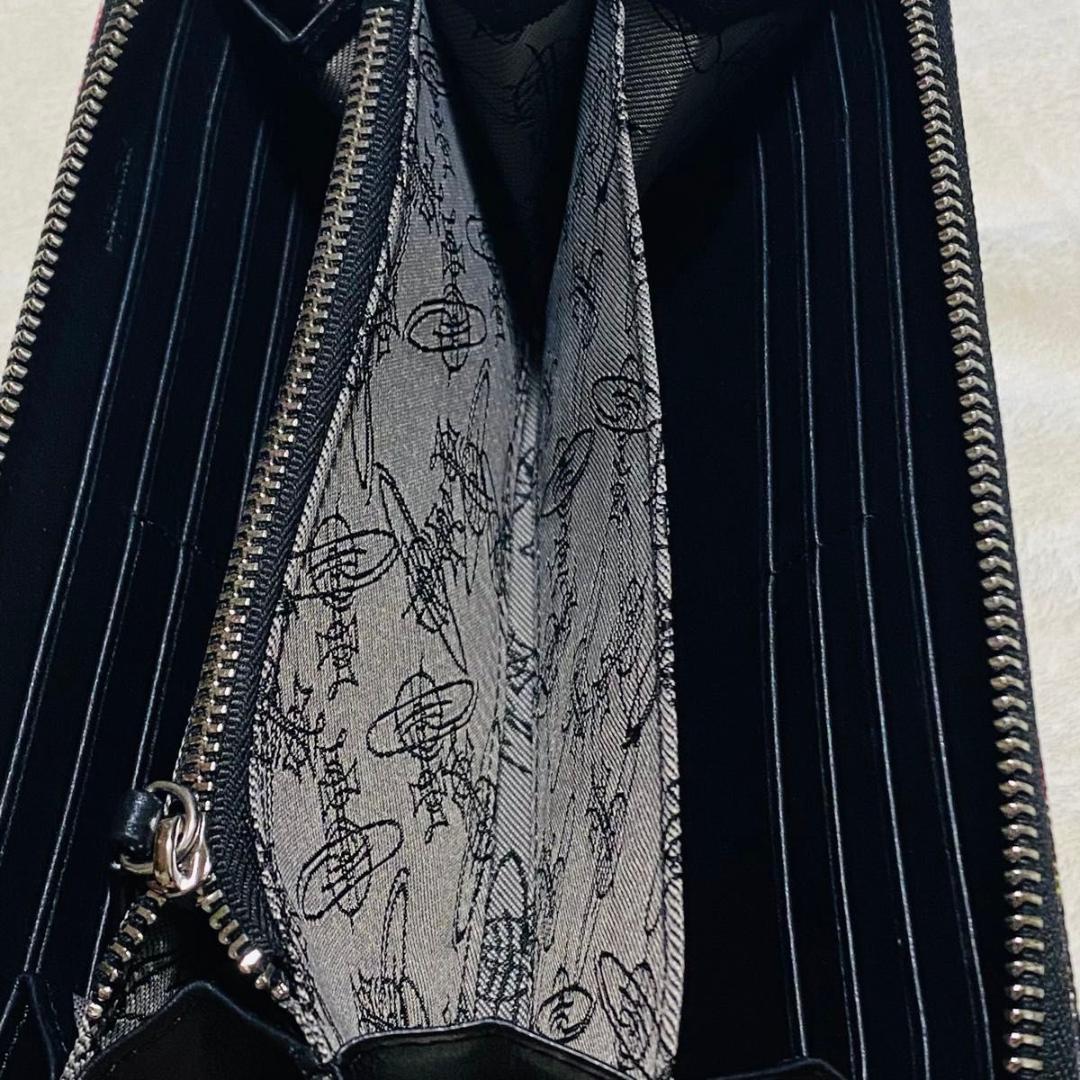 vivienne westwood チェック柄 ラウンドファスナー長財布