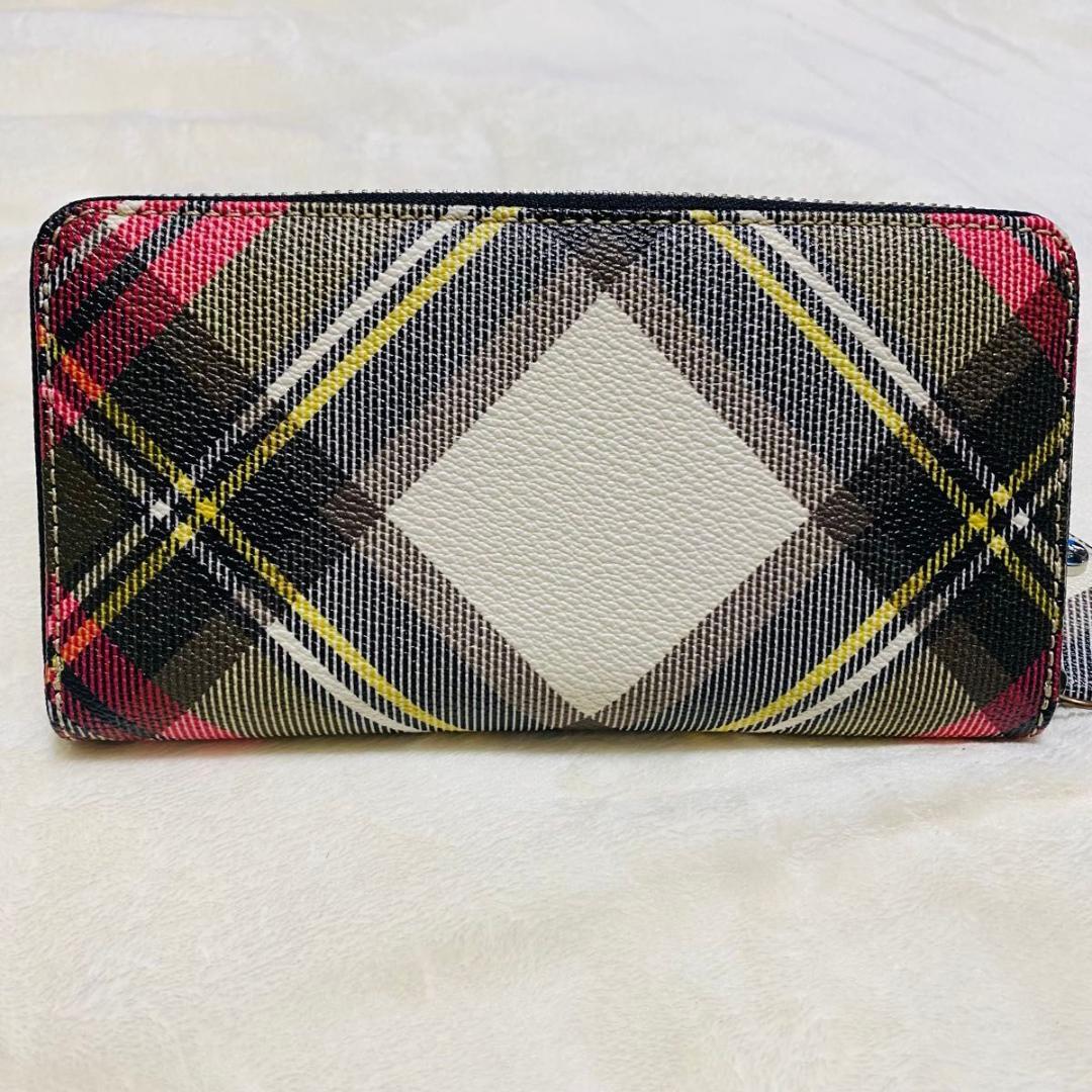 vivienne westwood チェック柄 ラウンドファスナー長財布