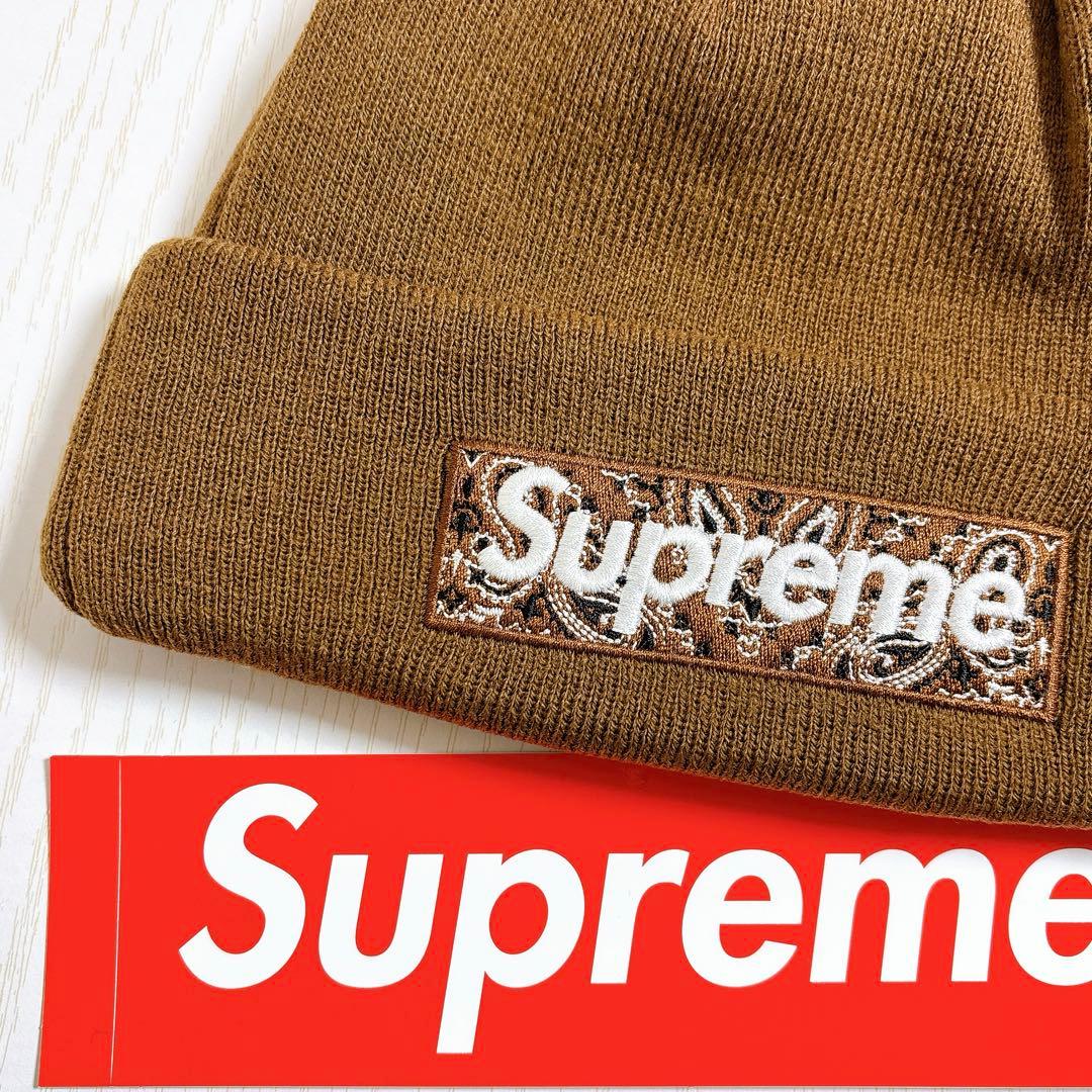 Supreme NEW ERA ビーニー　BOXロゴ　バンダナ　ブラウン　茶色