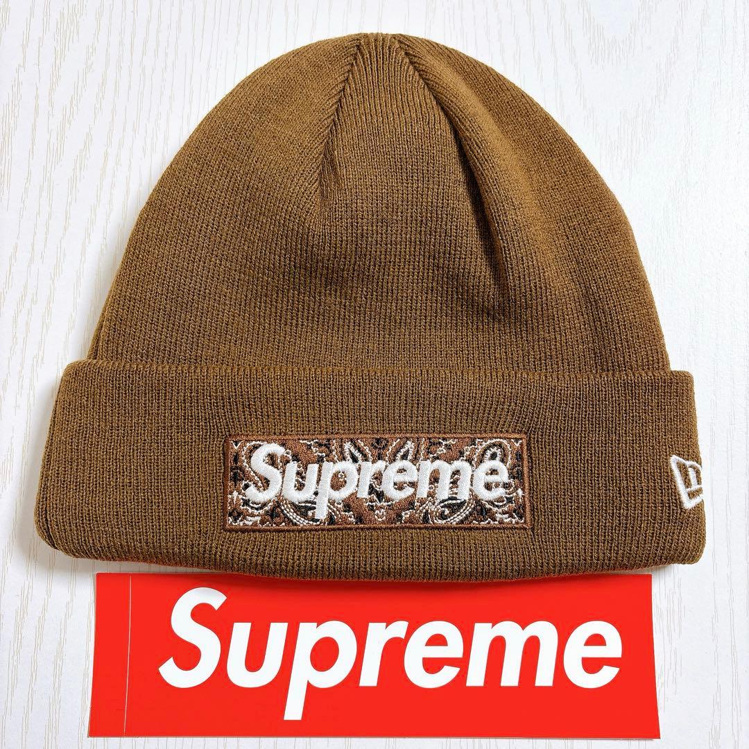 Supreme NEW ERA ビーニー　BOXロゴ　バンダナ　ブラウン　茶色