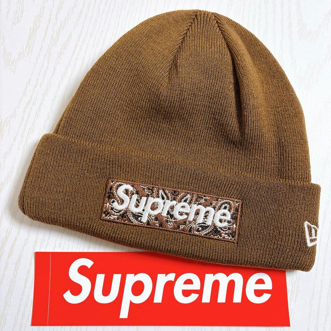 Supreme NEW ERA ビーニー　BOXロゴ　バンダナ　ブラウン　茶色