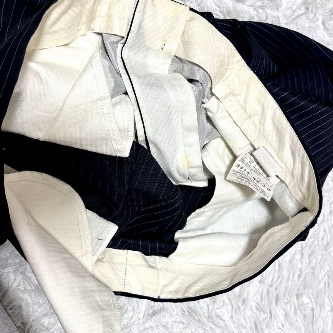 【極美品】ヒューゴボス　スーツ　セットアップ ブラック　ストライプ　シルク混　L