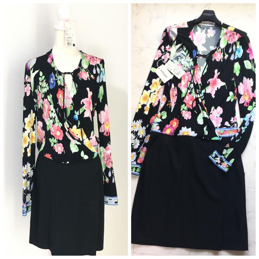 新作美品　LEONARD レオナール　タグ付　美しい花柄　ドレス　ワンピース