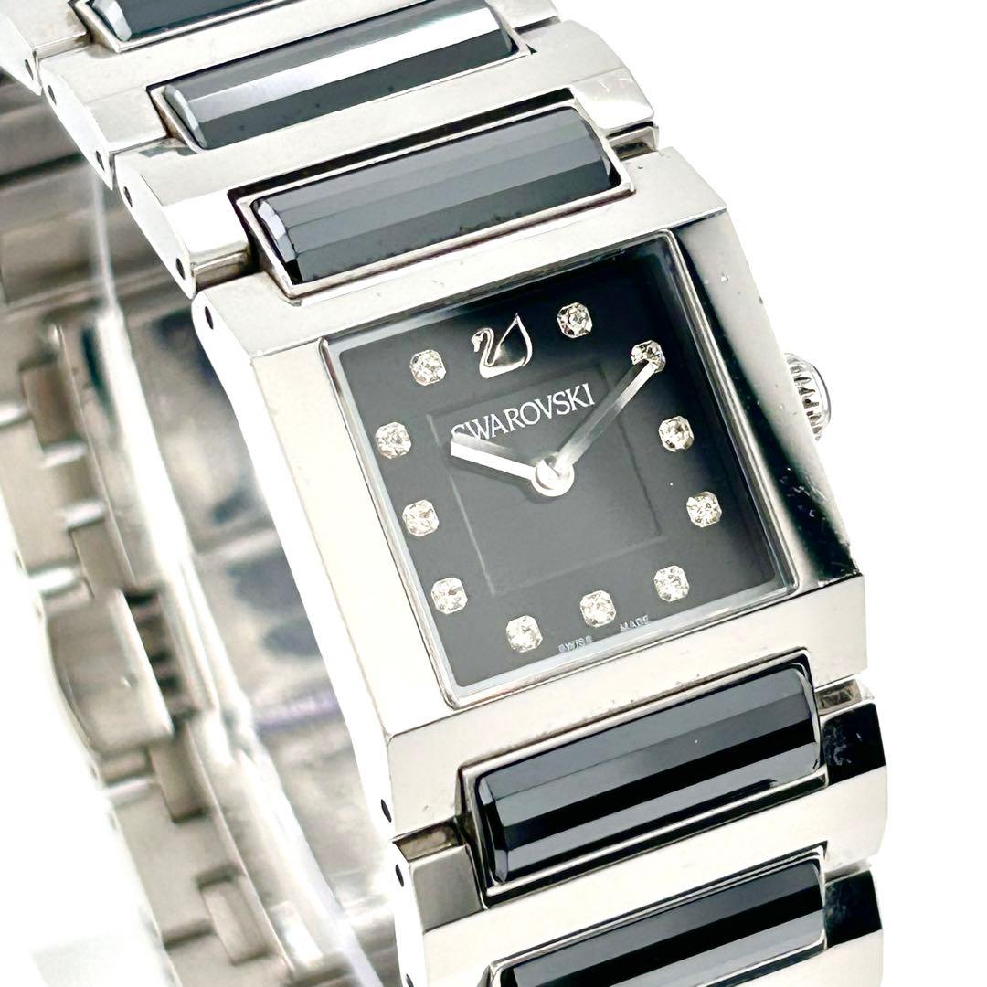 【美品】スワロフスキー　クォーツ　腕時計　シルバー　1047348