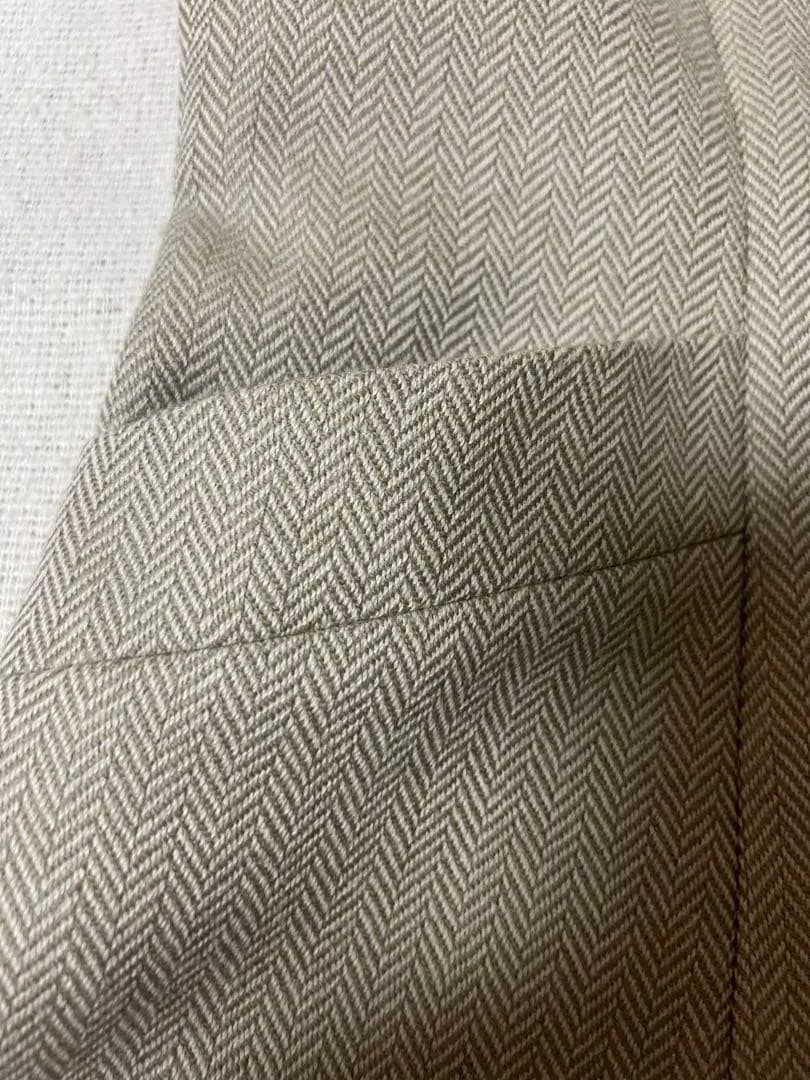 FOXEYジレ ベスト 上質ウールカシミヤ混 ヘリンボーン柄ベージュ 42