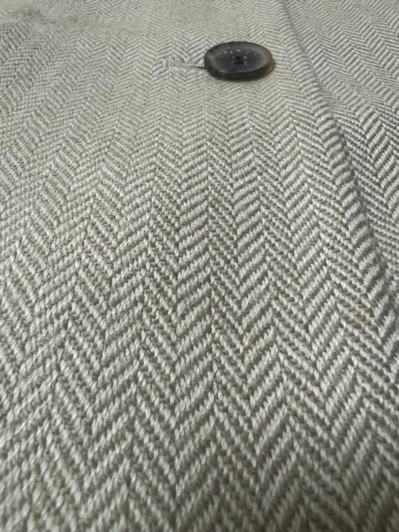 FOXEYジレ ベスト 上質ウールカシミヤ混 ヘリンボーン柄ベージュ 42