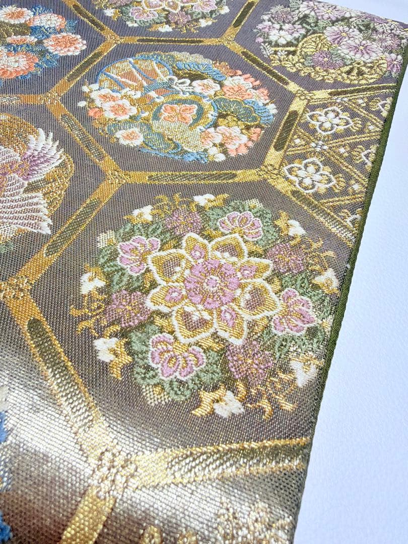 高級 袋帯 正絹 六通柄 ゴールド 金糸 フォーマル 訪問着 留袖 色無地