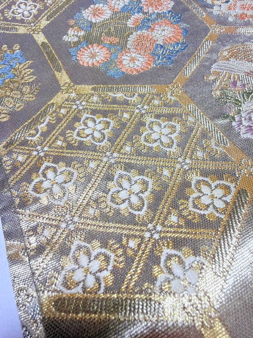 高級 袋帯 正絹 六通柄 ゴールド 金糸 フォーマル 訪問着 留袖 色無地