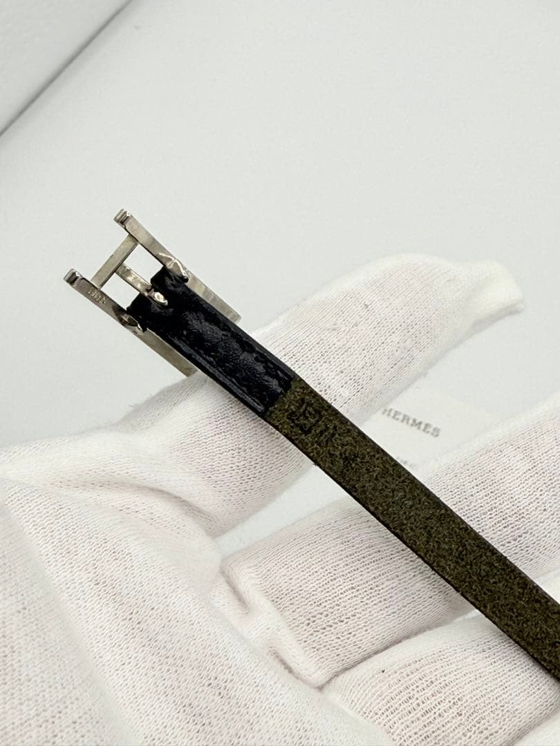 HERMES アピブレスレット アピ3 バングル 黒 シルバー金具 □D刻印