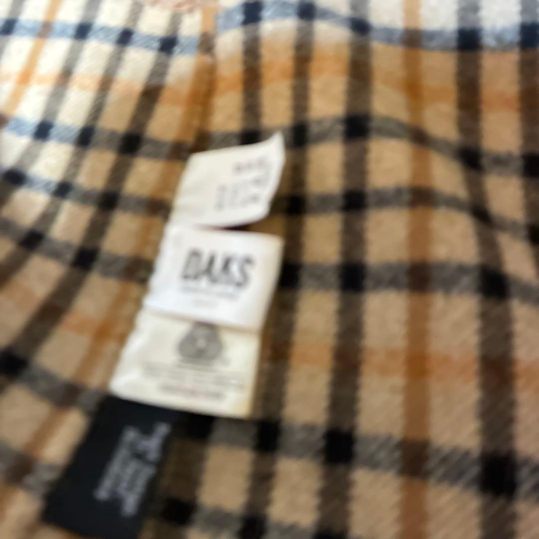 DAKS 茶ロングコート M 毛100. ハウスチェック柄