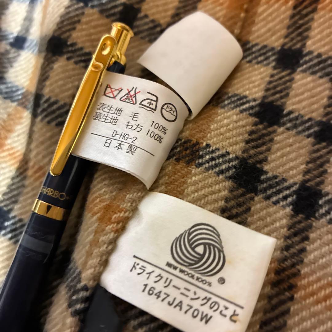 DAKS 茶ロングコート M 毛100. ハウスチェック柄
