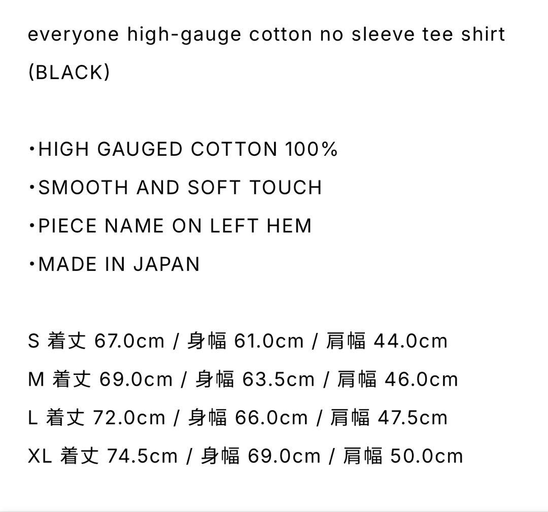 トップス everyone high-gauge no sleeve tee shirt