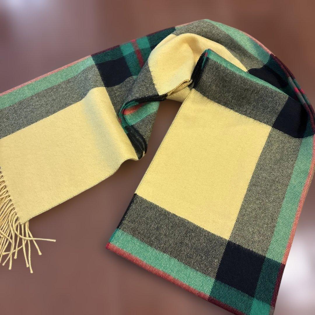 MAGNIBERG マグニバーグ　マフラー　チェック　イエロー　ベビーアルパカ