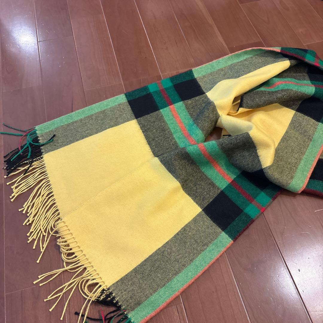 MAGNIBERG マグニバーグ　マフラー　チェック　イエロー　ベビーアルパカ