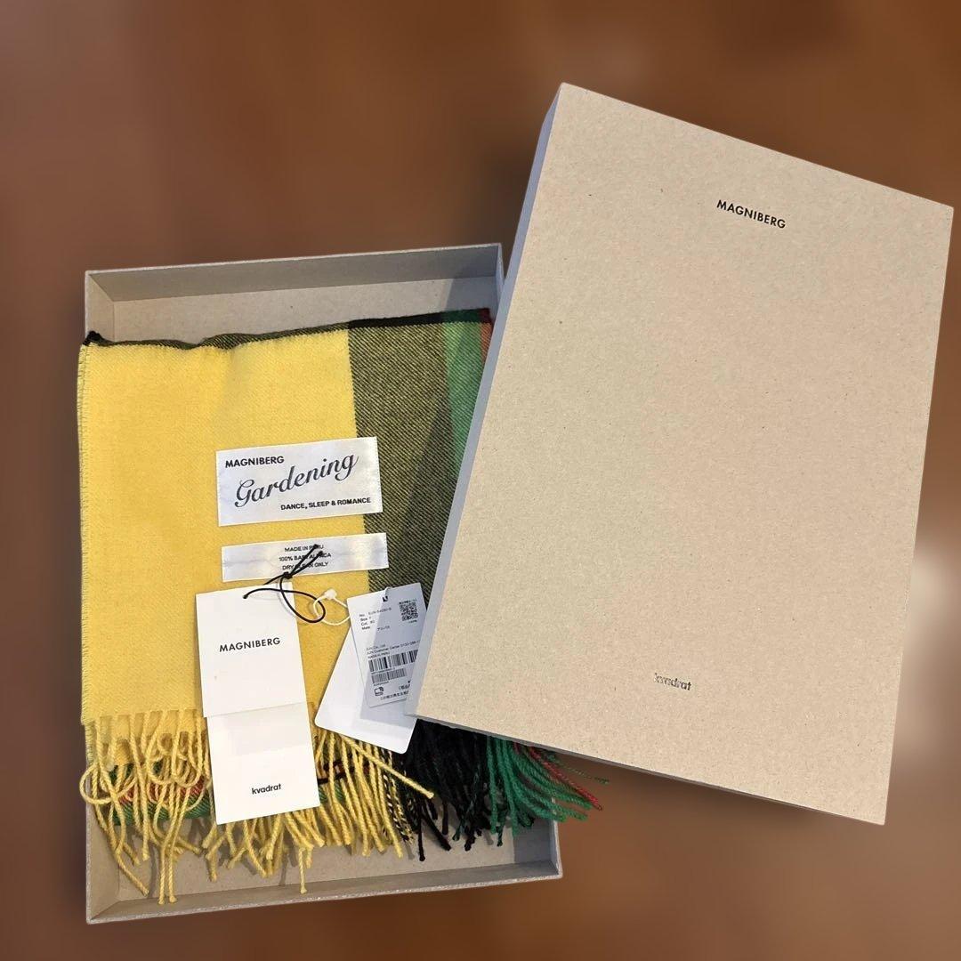 MAGNIBERG マグニバーグ　マフラー　チェック　イエロー　ベビーアルパカ