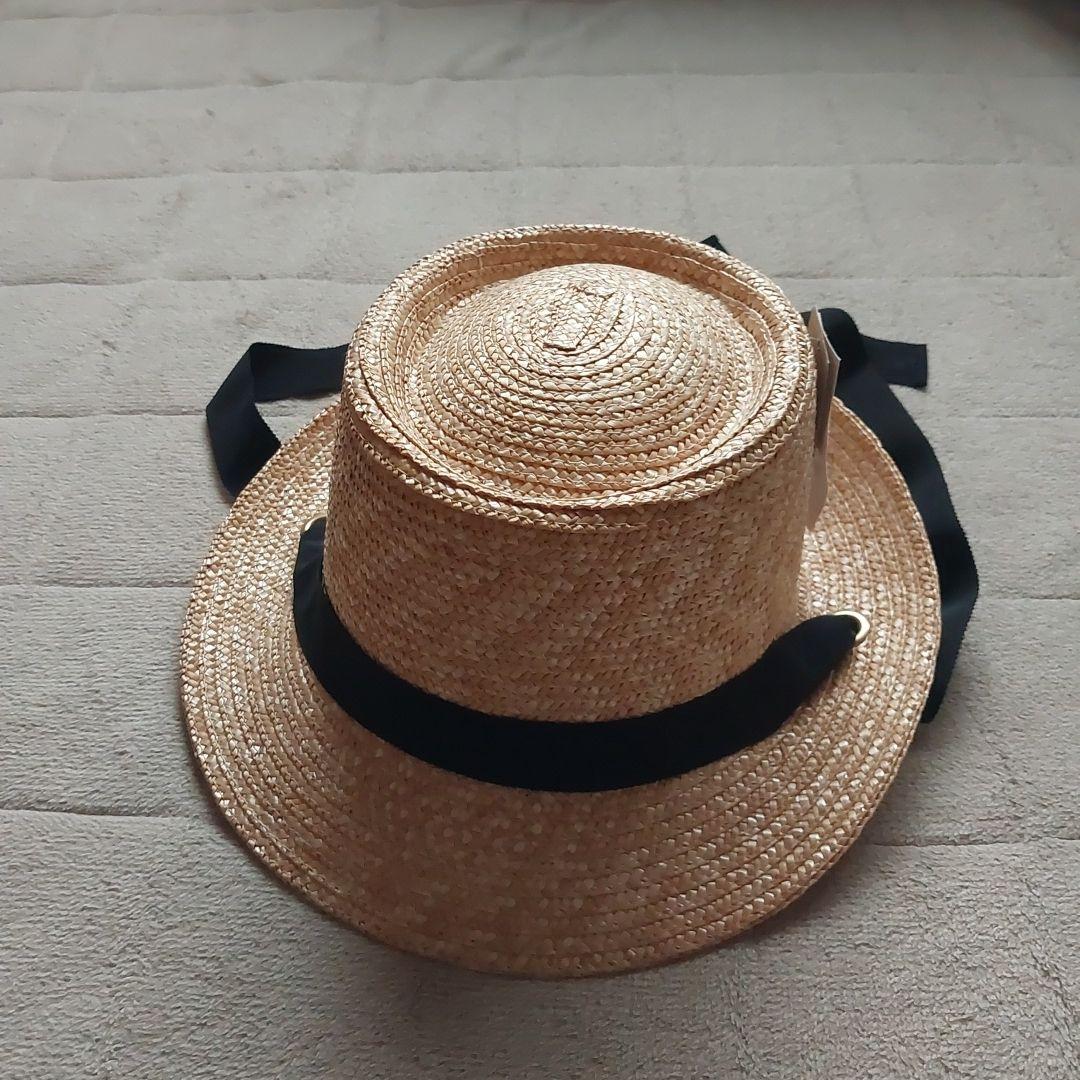 ベージュ ストローハット 57.5cm