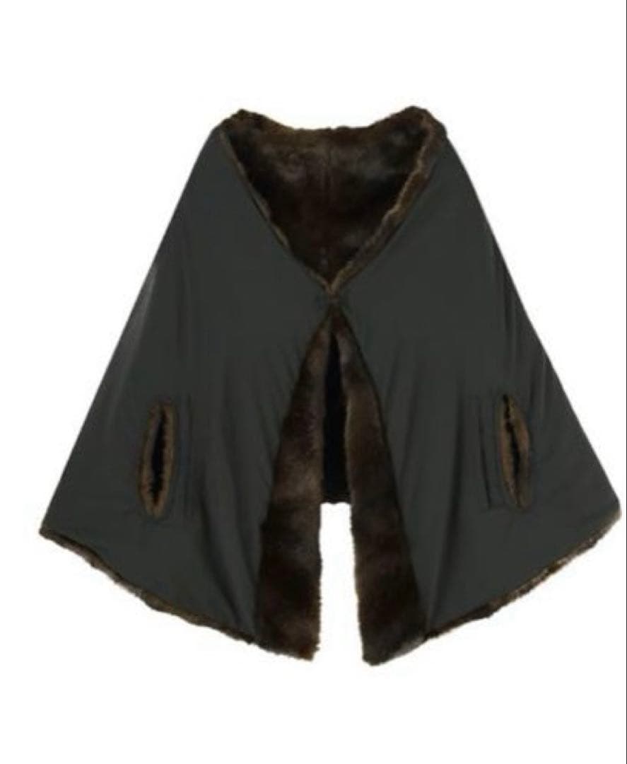 【タグ付き未使用】定価19800JENNEフェイクミンク中綿ケープ