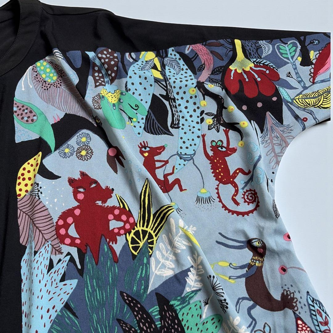 美品 トクコプルミエヴォル アニマル柄 チュニック カーディガン 前開き 動物