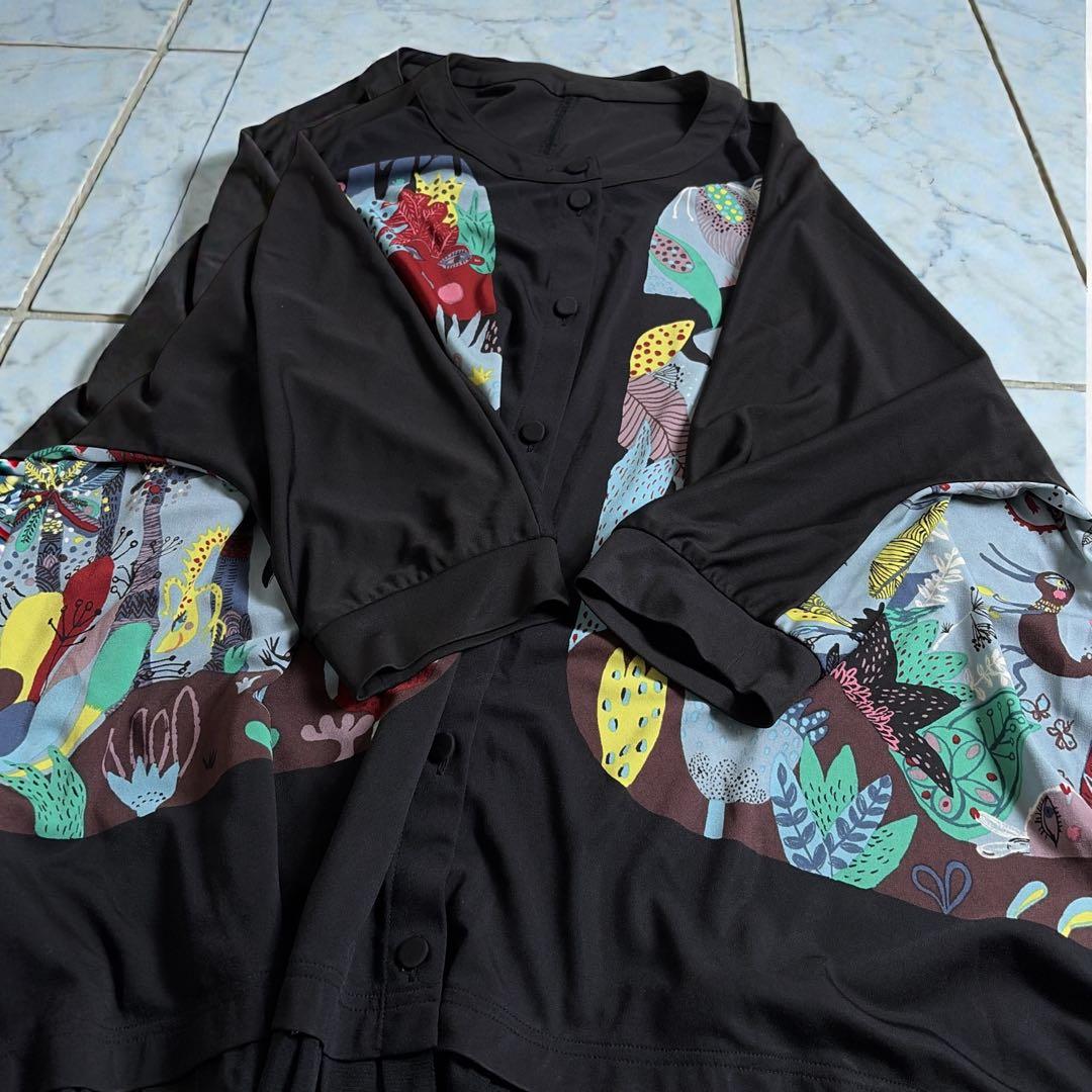 美品 トクコプルミエヴォル アニマル柄 チュニック カーディガン 前開き 動物