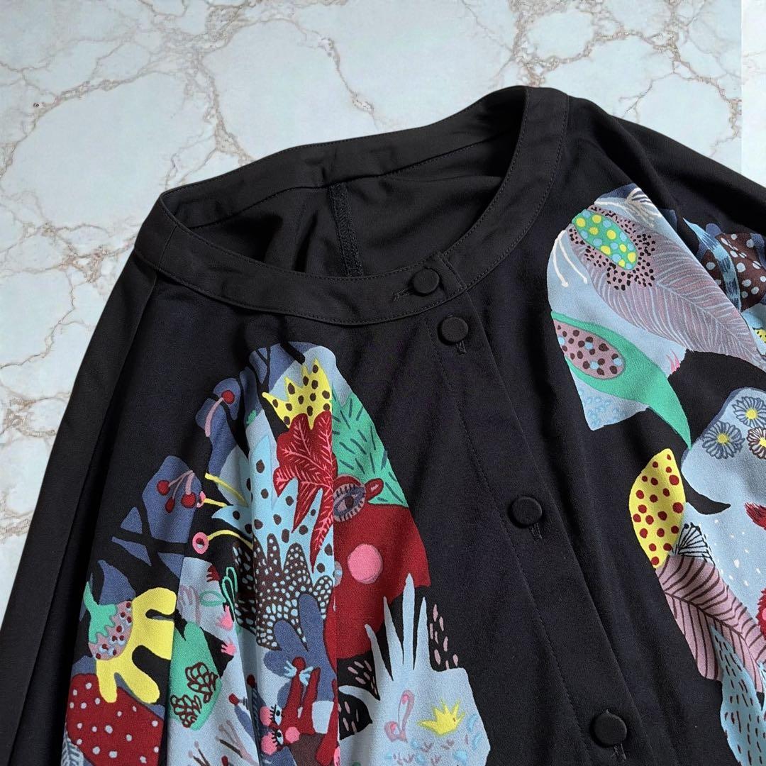 美品 トクコプルミエヴォル アニマル柄 チュニック カーディガン 前開き 動物