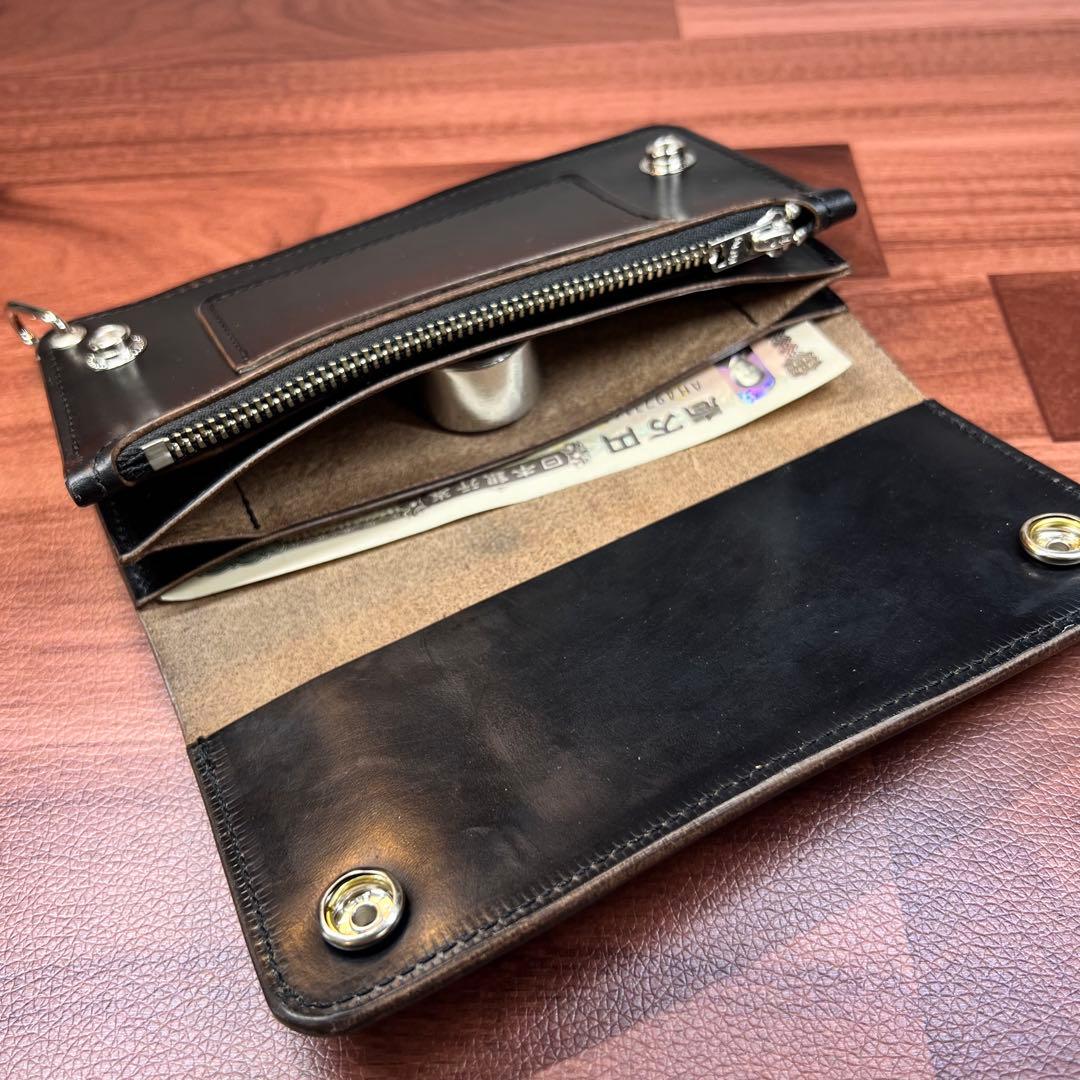 【トラッカーウォレット ロング 3層】クロムエクセル 茶芯 TALON シルバー