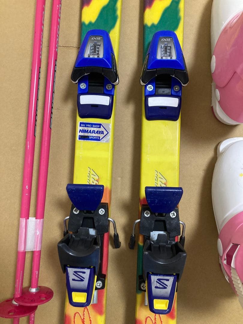 サロモン　キッズ用　スキー板100cm ブーツ19cm ストック80cm セット