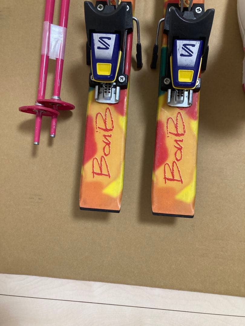 サロモン　キッズ用　スキー板100cm ブーツ19cm ストック80cm セット