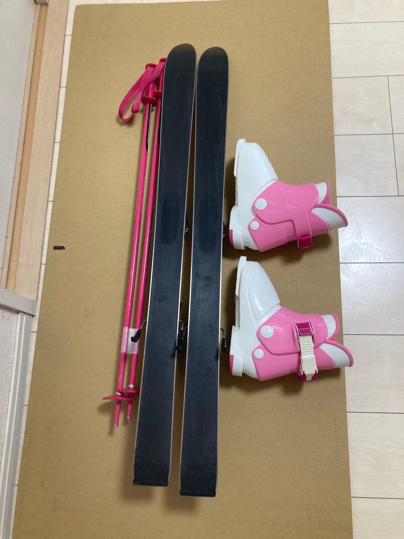 サロモン　キッズ用　スキー板100cm ブーツ19cm ストック80cm セット