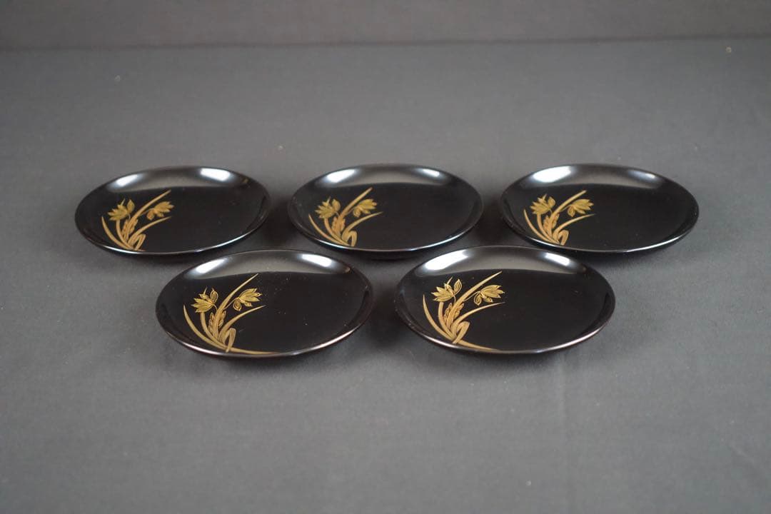 【8月31日まで】輪島塗 蘭沈金 銘々皿 5客 わじま 龍 作