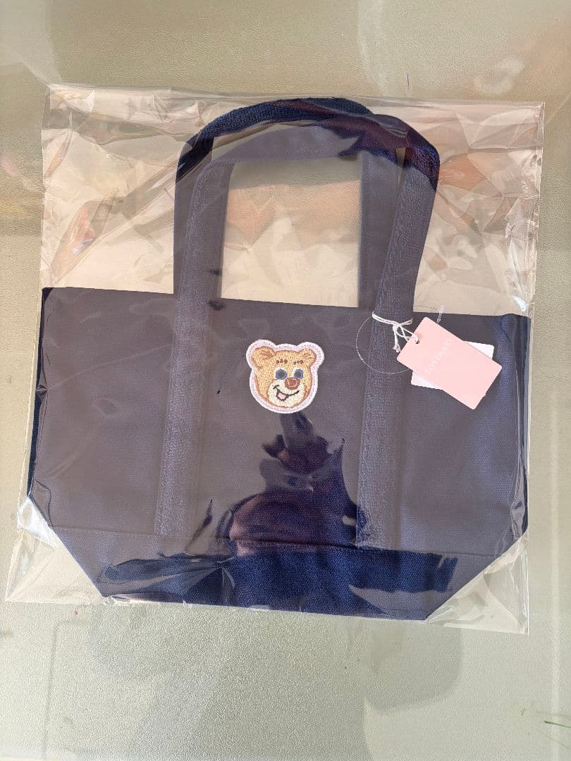 FEILER オールドテディ ワッペントートバッグ ネイビー（小）