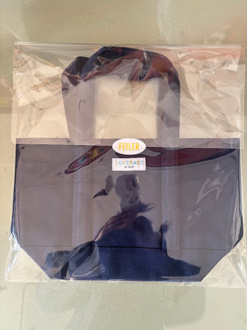 FEILER オールドテディ ワッペントートバッグ ネイビー（小）