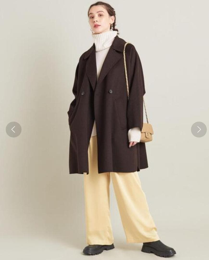 22aw Beauty & Youth リバー ポンチョ コート ブラウン S