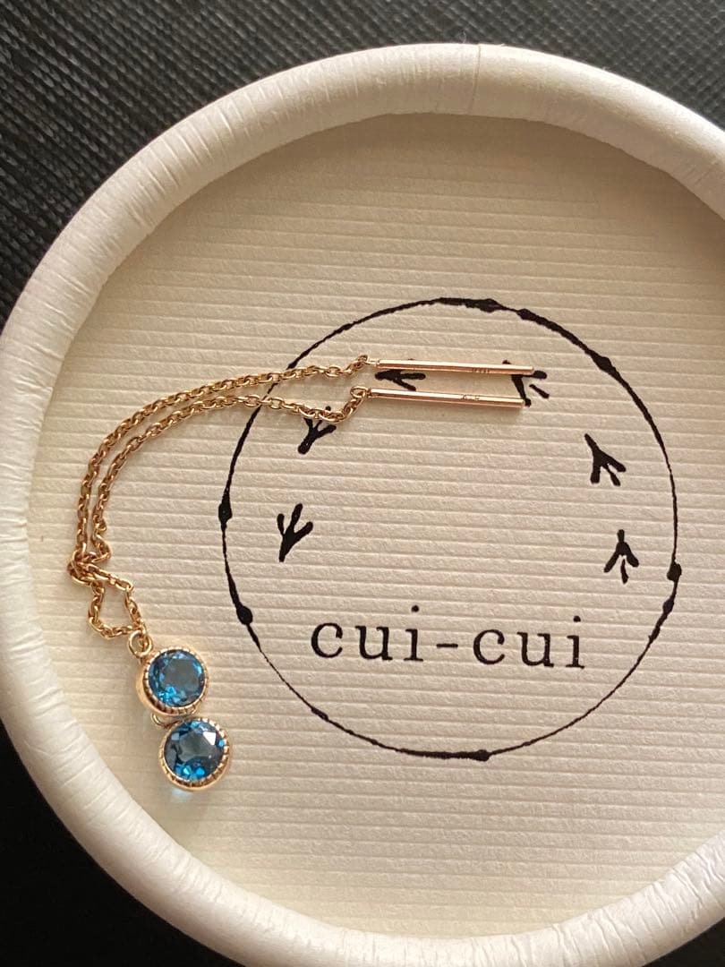 cui-cui K10 ロンドンブルートパーズ ロングピアス アメリカンピアス