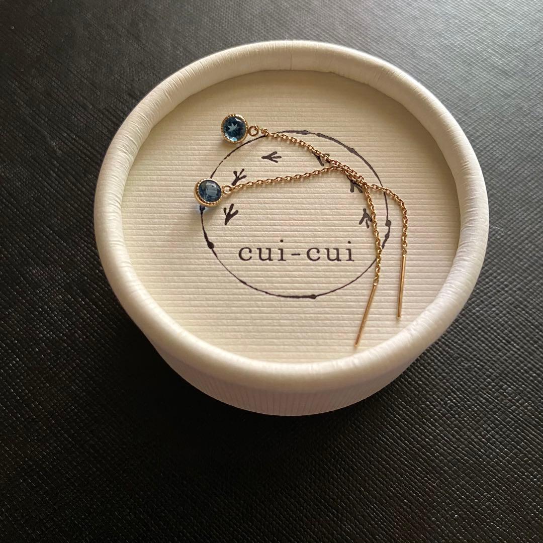 cui-cui K10 ロンドンブルートパーズ ロングピアス アメリカンピアス