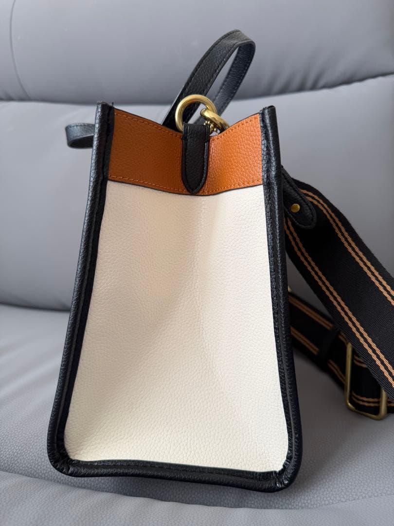 COACH C0777トートバッグ　ショルダー付き　2WAY ホワイトxブラウン