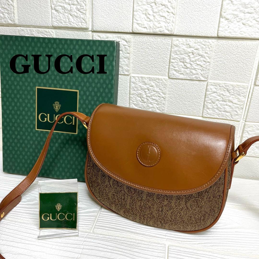 【希少性】✨極美品✨☘️GUCCI☘️✨ショルダーバッグ✨キャンバスレザー✨