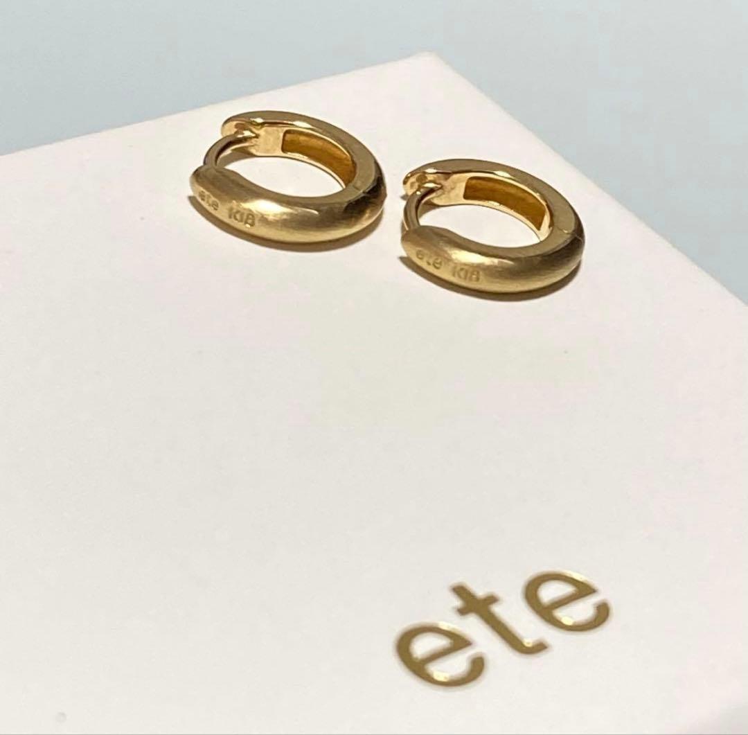 K18 ヘアライン フープピアス etek18 シンプル 高品質