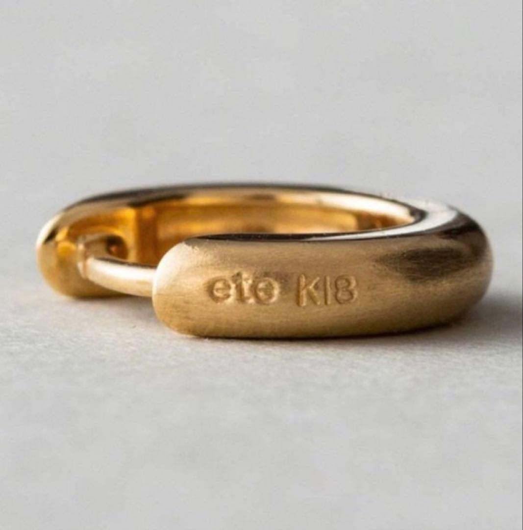 K18 ヘアライン フープピアス etek18 シンプル 高品質