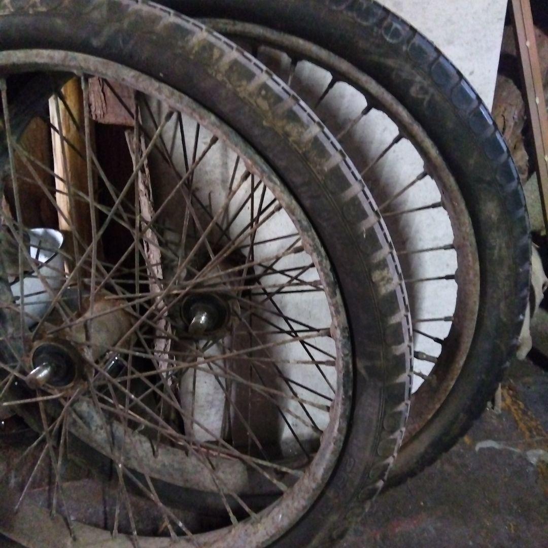 昭和レトロアンティーク　リヤカー　年代物　タイヤホイールのみ゙