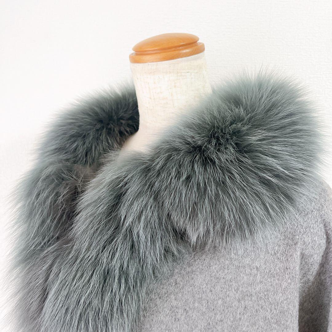 SAGA FURS ポンチョ カシミヤ100％ ブルーフォックス ラビット 毛皮